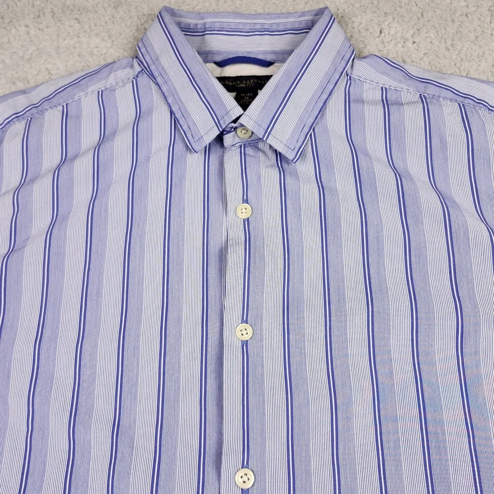 Banana Republic‎ Button Down Shirt Mens M Blue Striped Slim Fit Long Sleeve